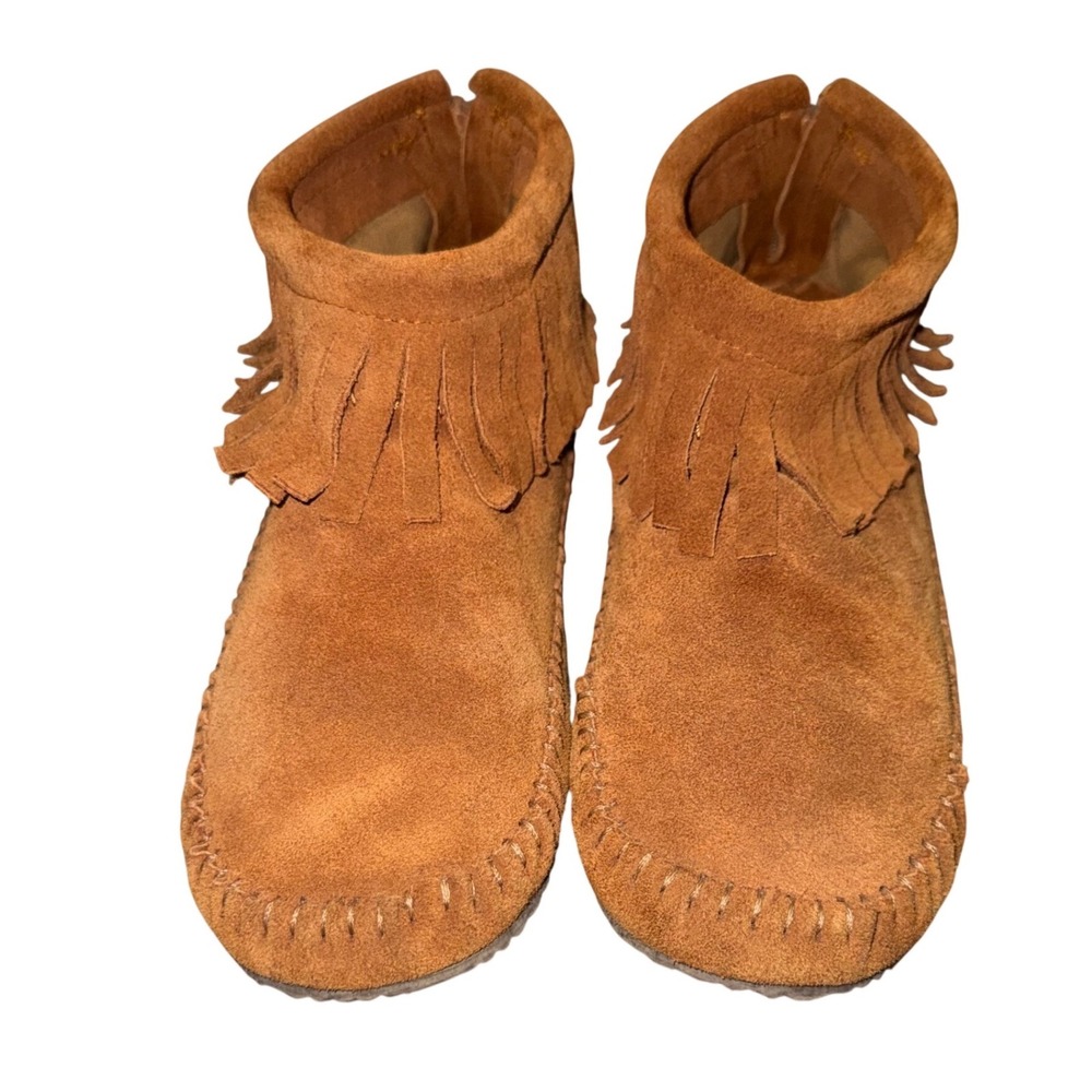 SoftMoc Debra II Lo Women Size 8M Tan Suede Fringe Moccasin Booties Boho Western